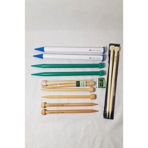 6 Pairs Wooden Plastic Large Knitting Needles Clover Fiddlesticks Bryspun